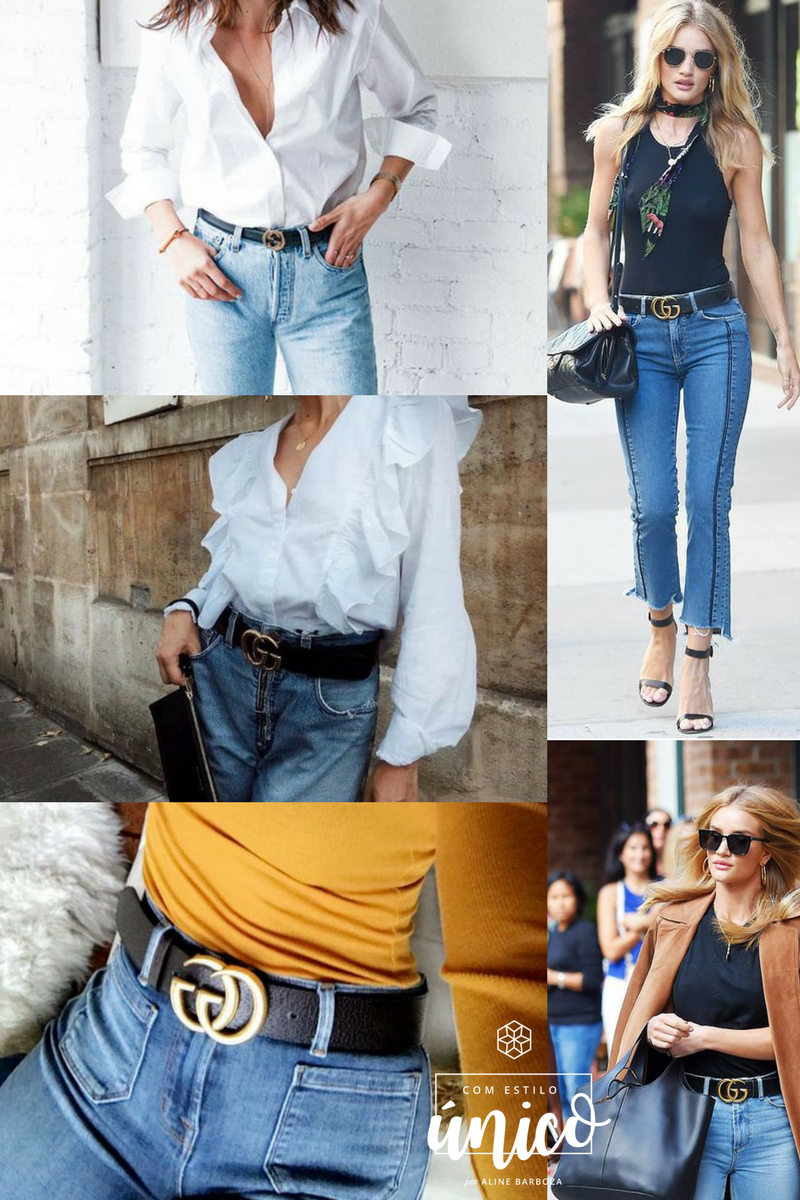 Estilo inspiração do dia com cinto Gucci - calça jeans azul - Aline Raquel Blog