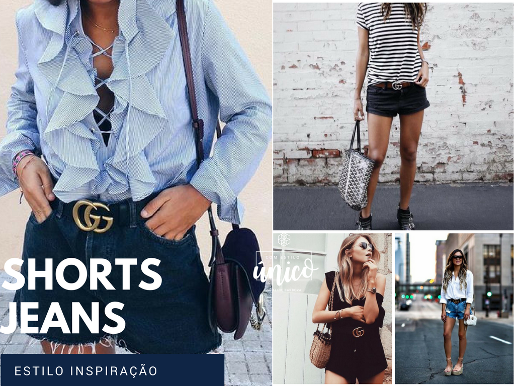 Estilo inspiração do dia com cinto Gucci - shorts jeans Aline Raquel Blog