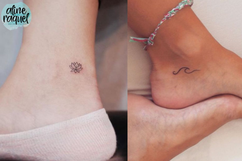 40 ideias de tatuagens delicadas_pe flor de vento onda