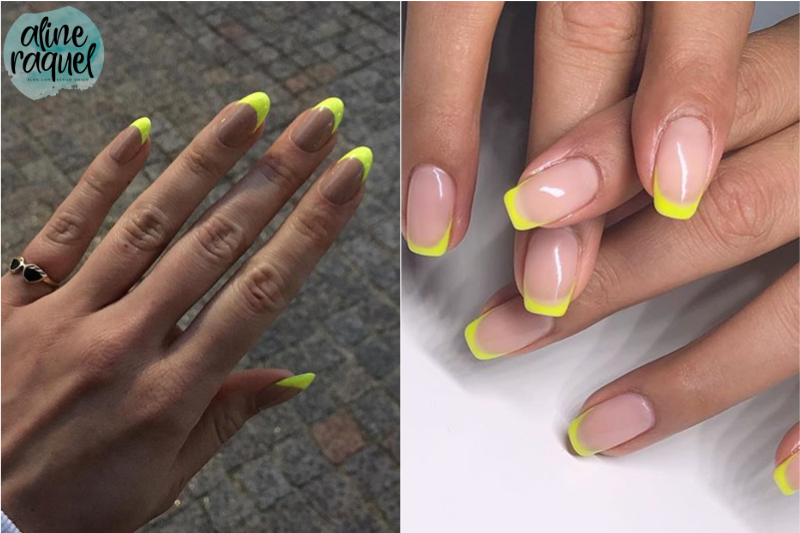 Tendência para unhas_francesinha neon_amarelo