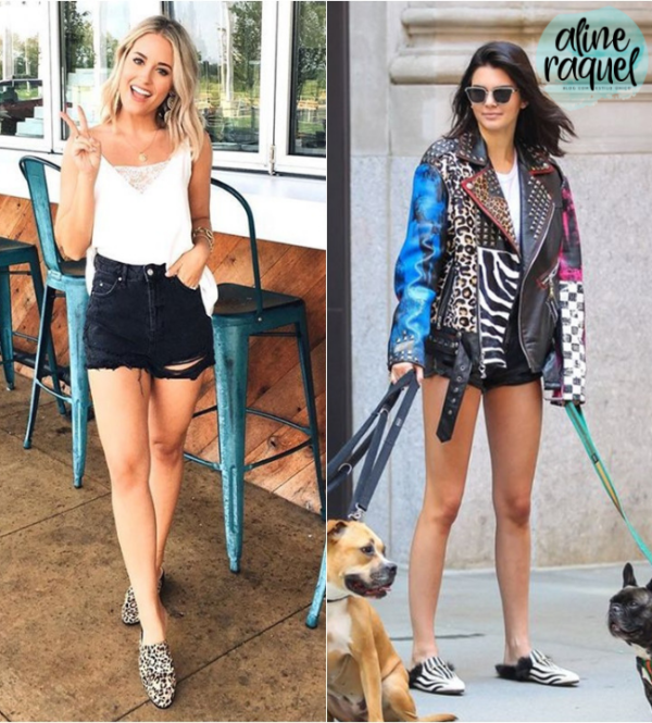 Looks para inspirar com flat mule - shorts jeans preto